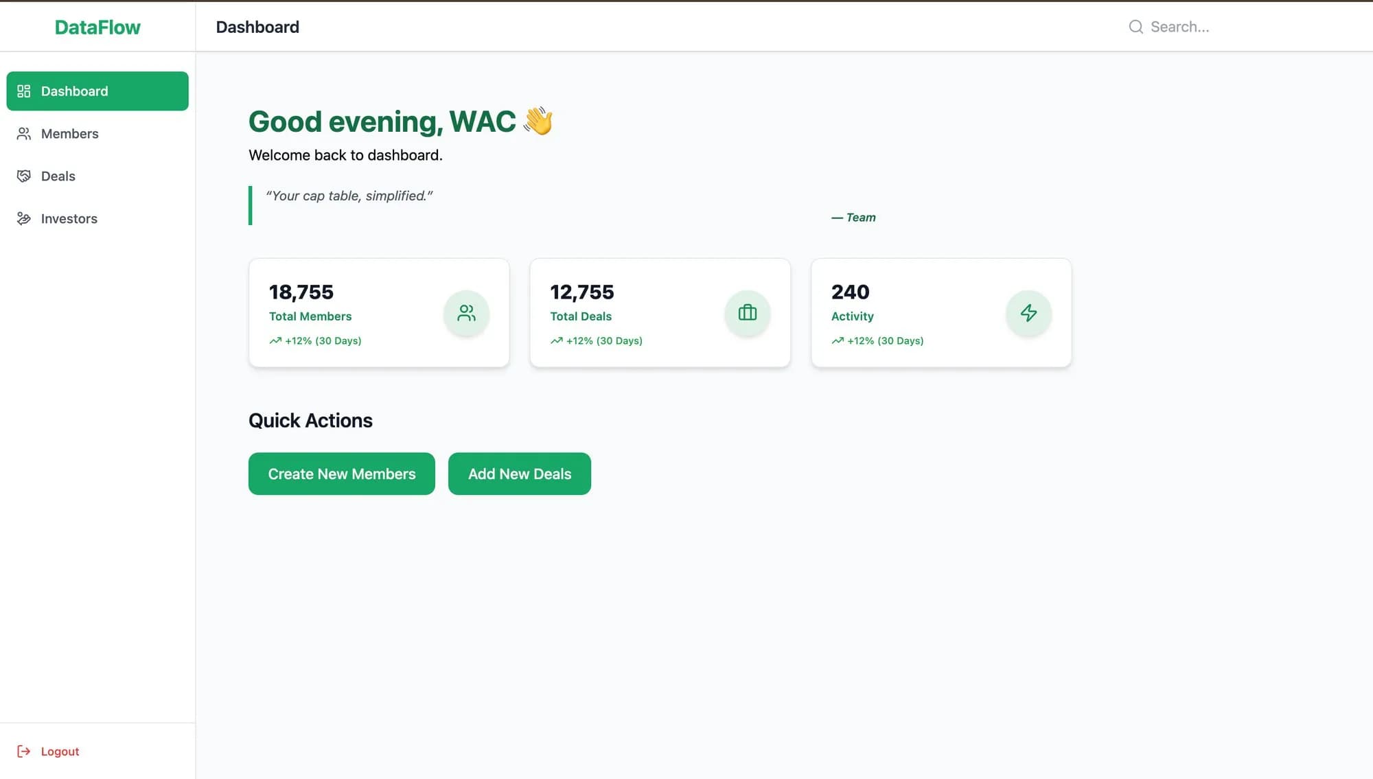 Equity Management App mockup